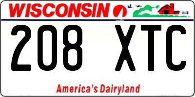 WI license plate 208XTC