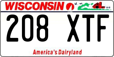 WI license plate 208XTF