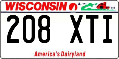 WI license plate 208XTI