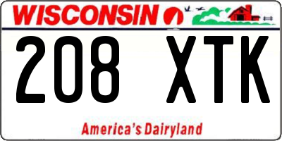 WI license plate 208XTK