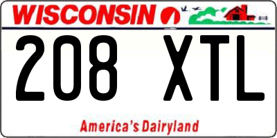 WI license plate 208XTL