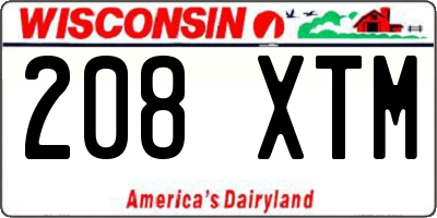 WI license plate 208XTM