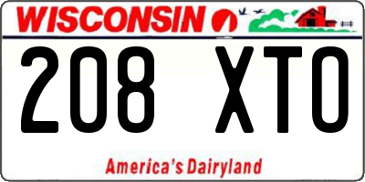 WI license plate 208XTO