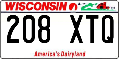 WI license plate 208XTQ