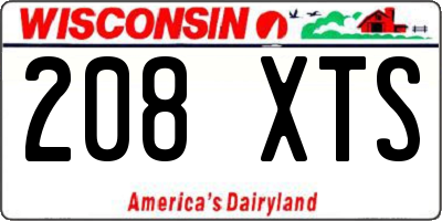 WI license plate 208XTS