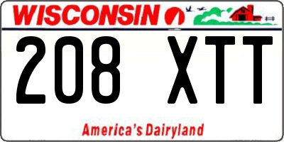 WI license plate 208XTT