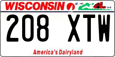 WI license plate 208XTW