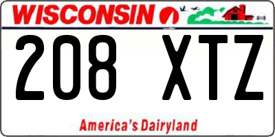 WI license plate 208XTZ