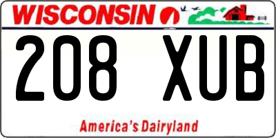 WI license plate 208XUB