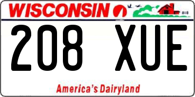 WI license plate 208XUE