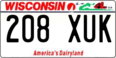 WI license plate 208XUK