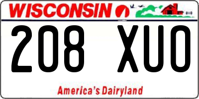 WI license plate 208XUO