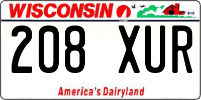 WI license plate 208XUR