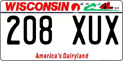 WI license plate 208XUX