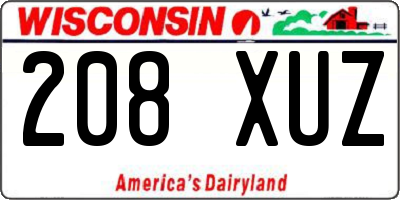 WI license plate 208XUZ