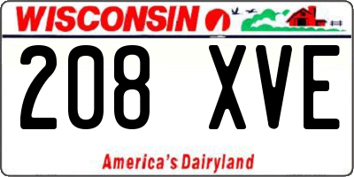 WI license plate 208XVE