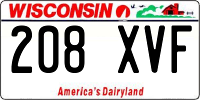 WI license plate 208XVF