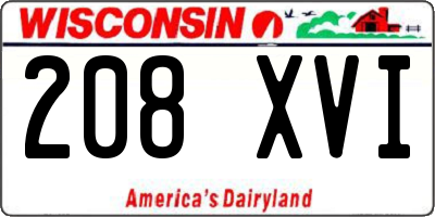 WI license plate 208XVI