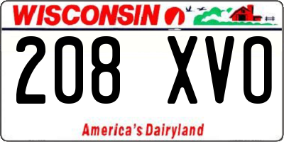WI license plate 208XVO