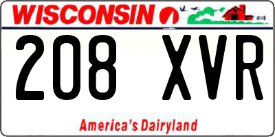WI license plate 208XVR
