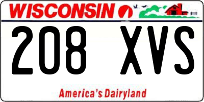 WI license plate 208XVS