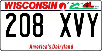WI license plate 208XVY