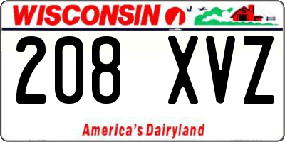 WI license plate 208XVZ