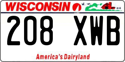 WI license plate 208XWB