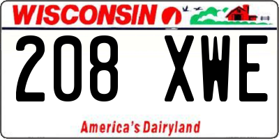 WI license plate 208XWE