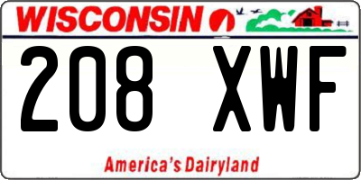 WI license plate 208XWF