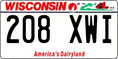WI license plate 208XWI