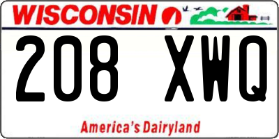 WI license plate 208XWQ