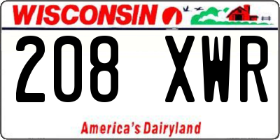WI license plate 208XWR
