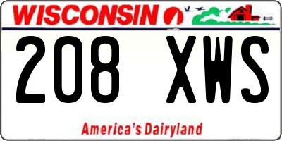 WI license plate 208XWS