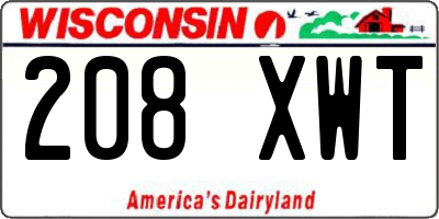 WI license plate 208XWT