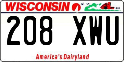 WI license plate 208XWU