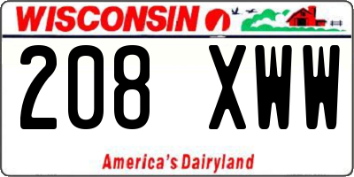 WI license plate 208XWW