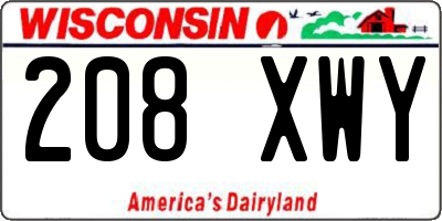 WI license plate 208XWY