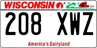 WI license plate 208XWZ