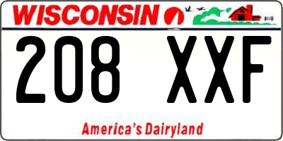 WI license plate 208XXF
