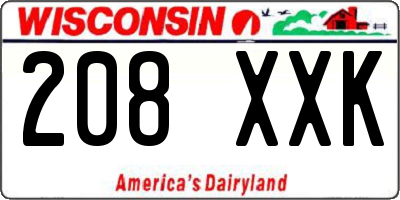 WI license plate 208XXK
