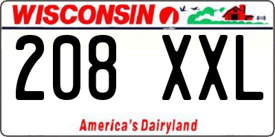 WI license plate 208XXL