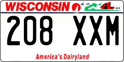 WI license plate 208XXM