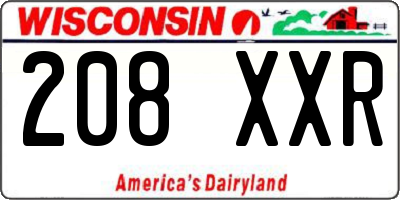 WI license plate 208XXR