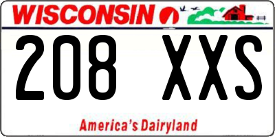 WI license plate 208XXS