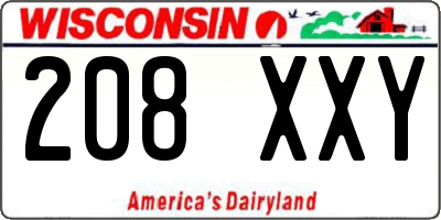 WI license plate 208XXY