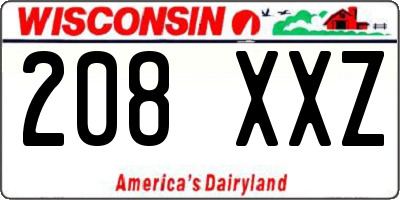 WI license plate 208XXZ
