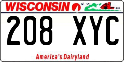 WI license plate 208XYC