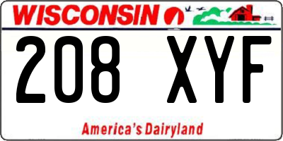 WI license plate 208XYF