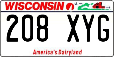 WI license plate 208XYG